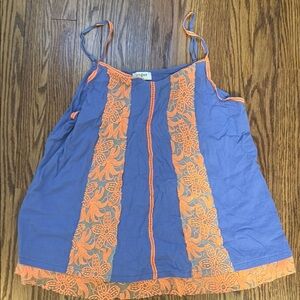 Blue and Orange Lace Tank Top